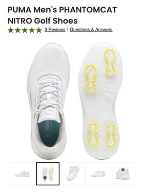 Puma Phantomcat Nitro Men’s White Leather Lace-Up Golf ⛳️ Sneakers